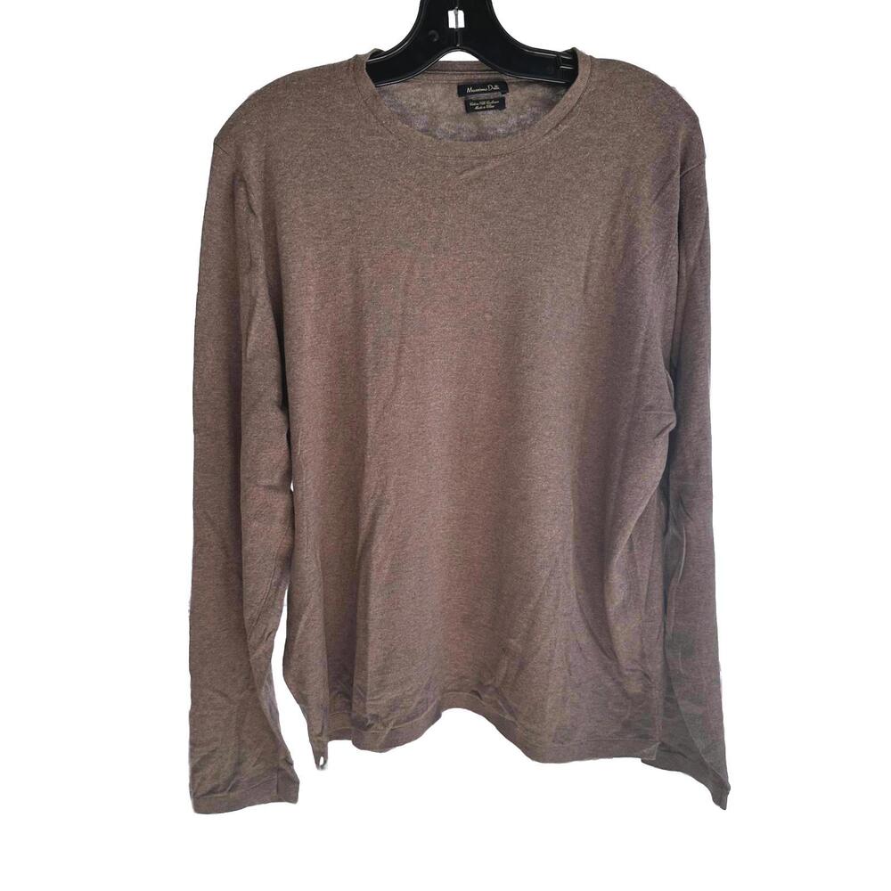Massimo Dutti Light Brown Men's Long Sleeve Cotton Silk Cashmere Blend Shirt - L